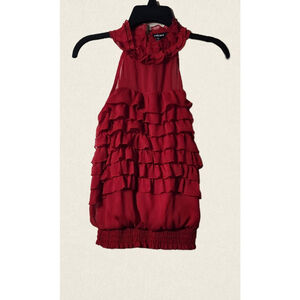 Takara Red Ruffle Sleeveless Top- Small